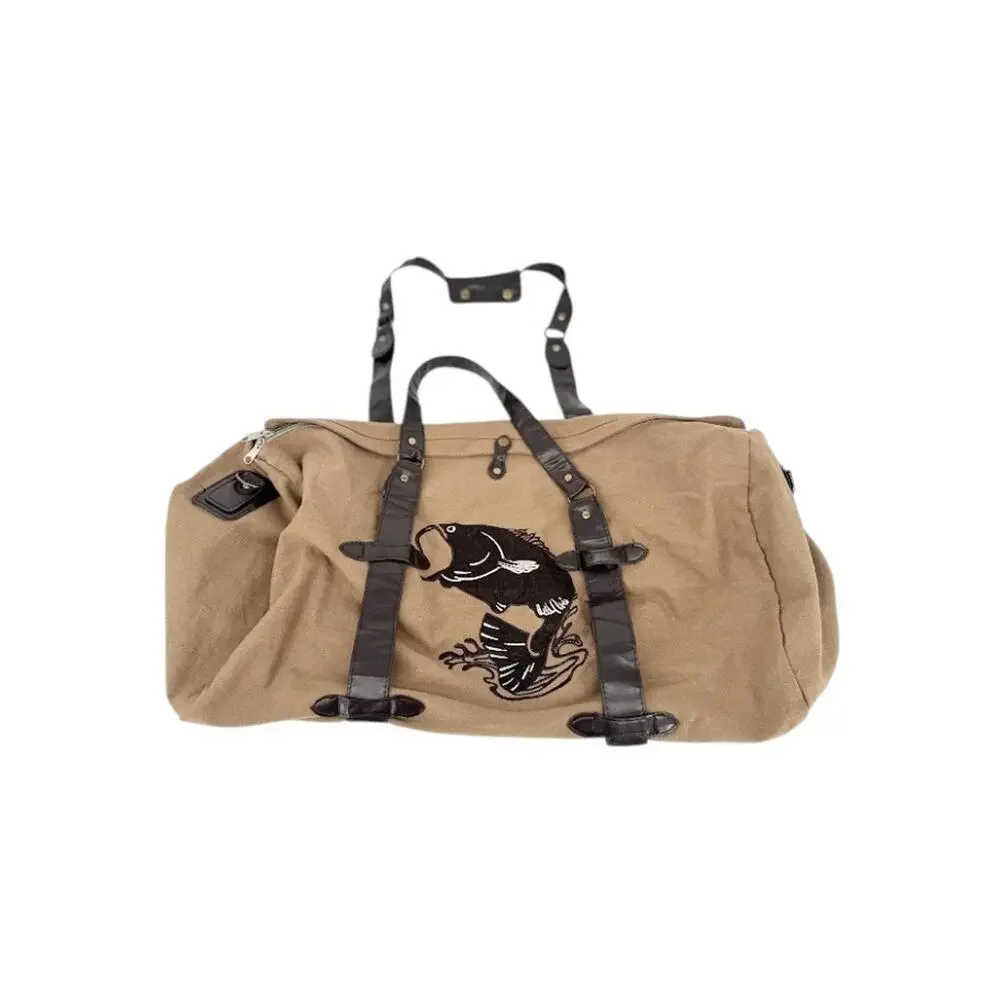 Canvas Tan Cotton Twill Duffle Bag Fish Fishing Outdoor Camping Hunting Travel